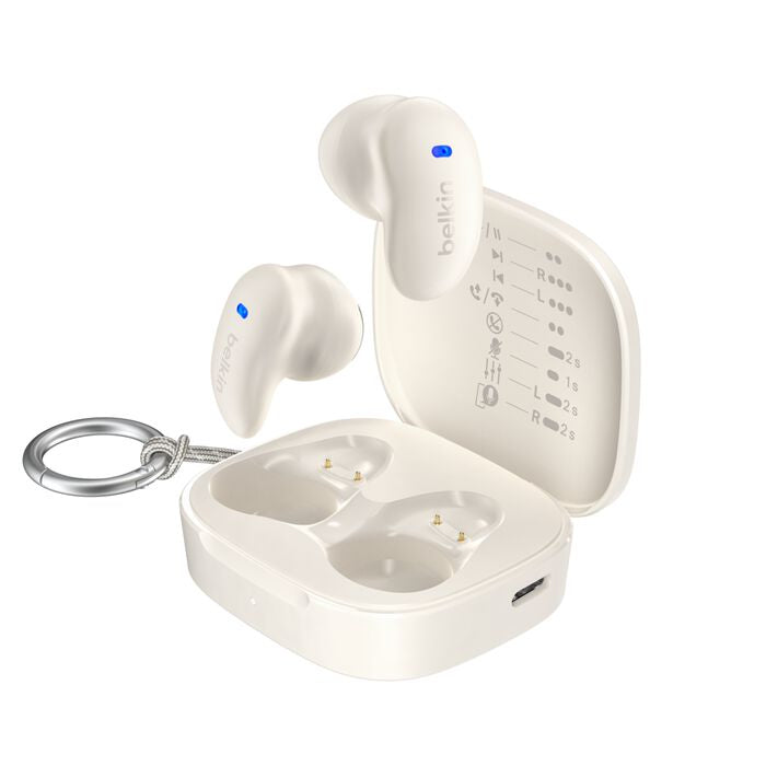 Belkin SoundForm Anywhere TWS In-Ear – ANC, mit Ladecase, Weiss