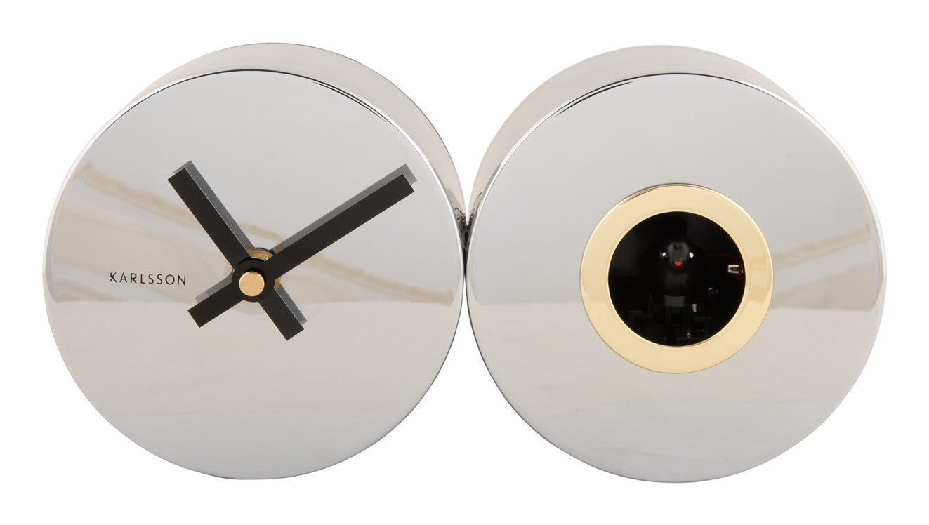 Karlsson Wanduhr Duo Cuckoo, silber, Metall