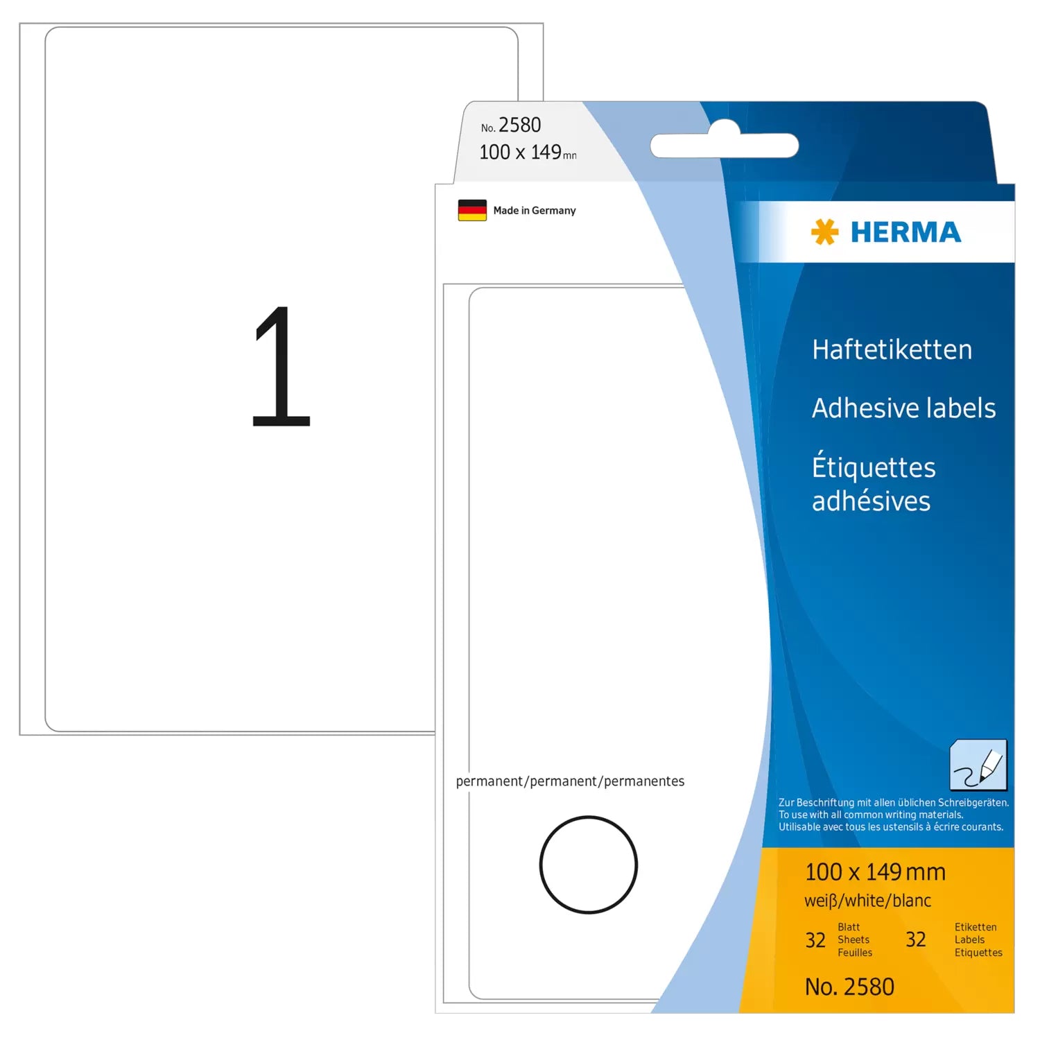 HERMA Schuletiketten – 100 × 149 mm, Abgerundete Ecken, 32 Stk, Papier, Stark Haftend