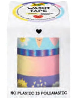 Folia Washi Tape-Set mit Heissfolienveredelung – sortiert – 4 Rollen (1×5 mm × 5 m, 3×15 mm × 5 m)