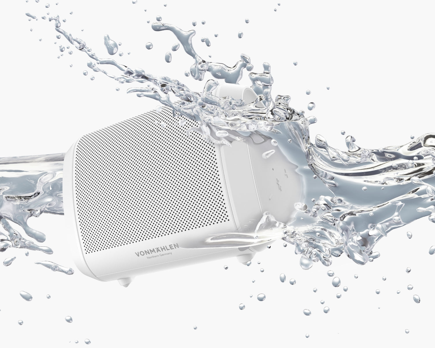 Vonmählen Air Beats Mini – Bluetooth-Lautsprecher – IPX6, 13 h Akku, Bluetooth 5.0, Mikrofon, Weiss