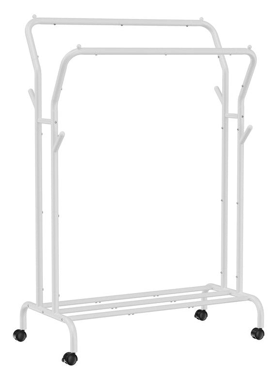 Songmics Garderobenständer – mit Rollen, Stahl, Weiss, 103,5 × 53 × 155 cm