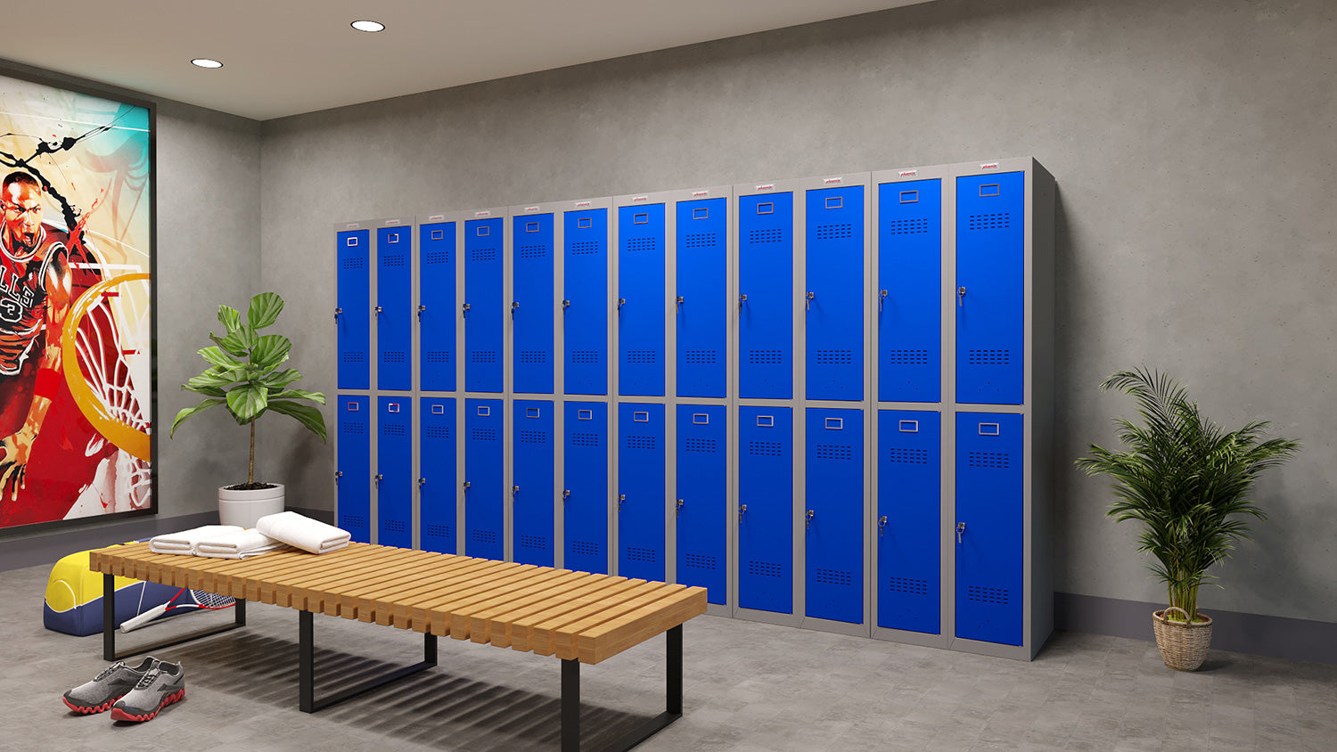 Phoenix Safe Co. PL1230 – Persönliches Schliessfach, 2 Fächer, 300 × 500 × 1'830 mm, Blau/Grau, Stahl