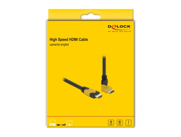 DeLOCK HDMI Kabel HDMI 2.1 8K 60 Hz – 3 m – HDR – Schwarz/Gelb
