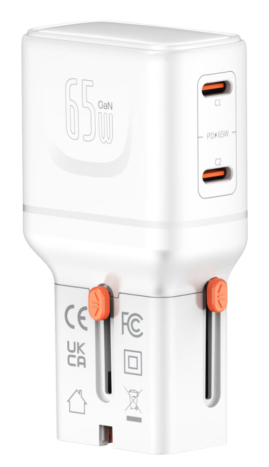 4smarts Nomad Pocket Netzteil (Universal) – 65 W, 2× USB-C, PD, PPS, QC, GaN – für Laptop, Smartphone, Tablet