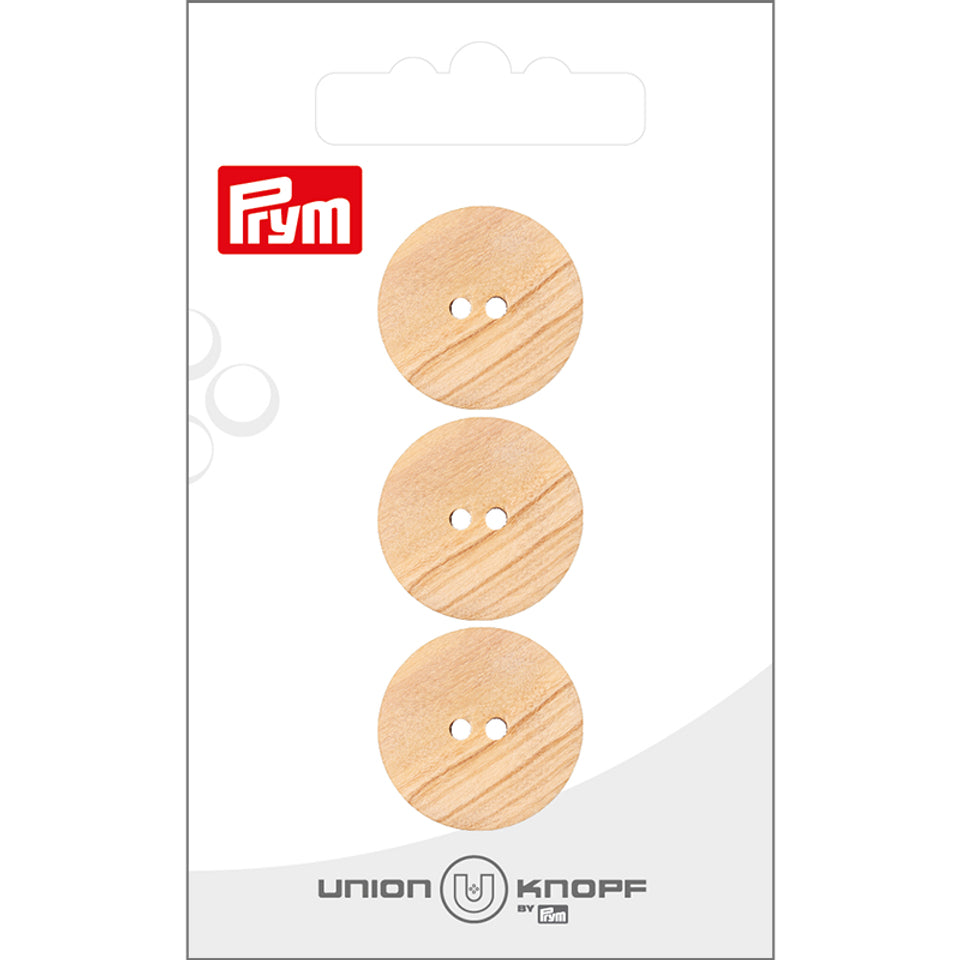 Prym Knöpfe Ø 20 mm – Holz (Olive), Beige, 2 Stück