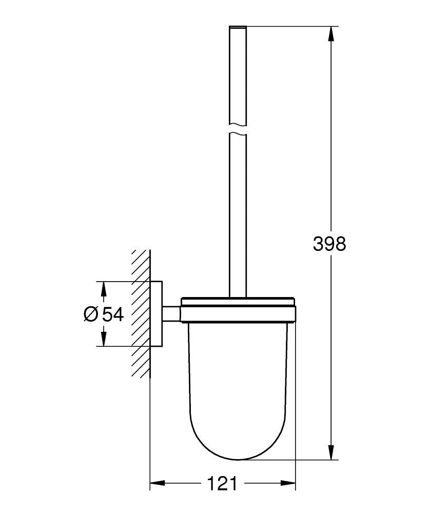 GROHE WC-Bürstenset – Glas, Schwarz, Wandmontiert, H 39,8 cm, Ø 12,1 cm