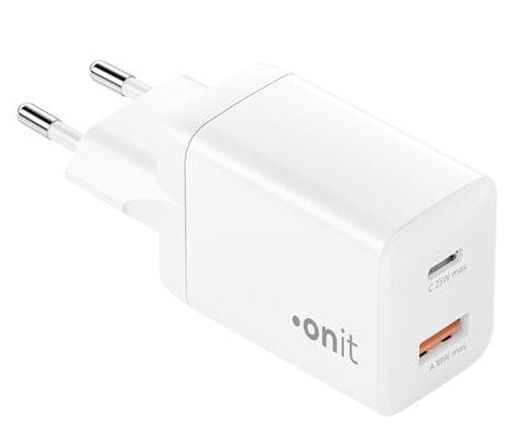 ONIT F01379 USB-Wandladegerät 25 W (USB-C) + 18 W (USB-A) – USB-C×1, USB-A×1 – PD, QC – Weiss