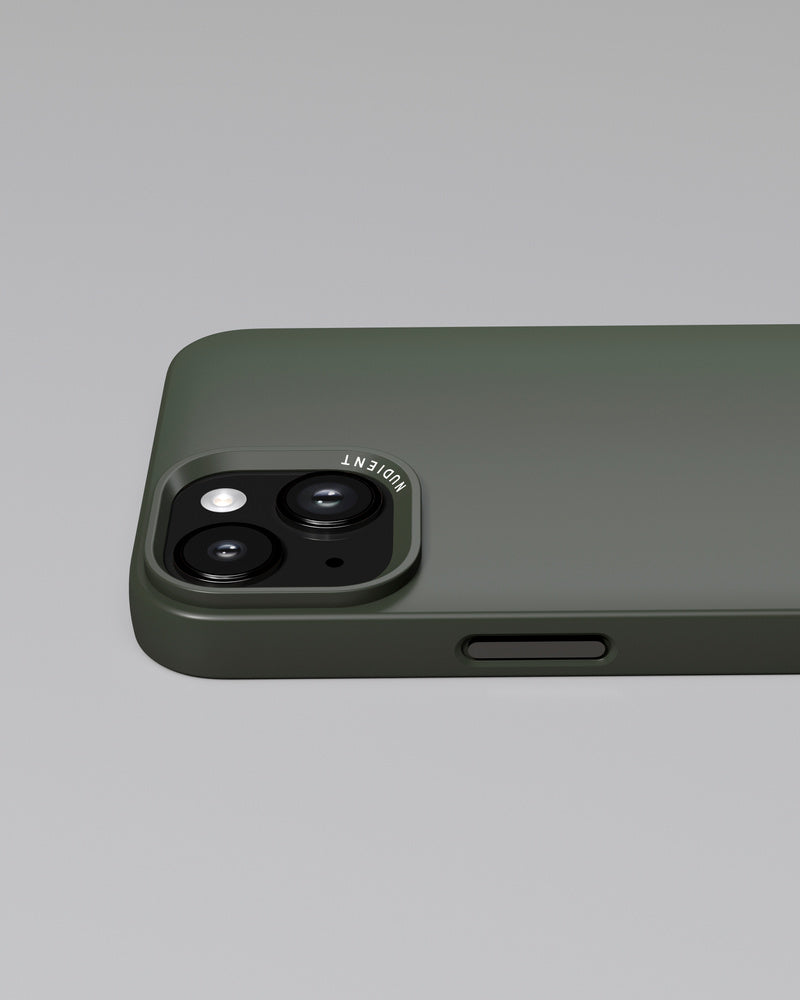 Nudient Thin Backcover – für Apple iPhone 14 Plus – MagSafe, Recycelbarer Kunststoff+Mikrofaser, Pine Green