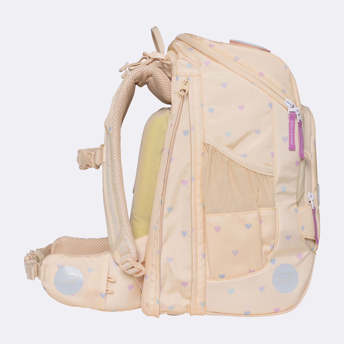 Beckmann Schulrucksack Active Air FLX – 6-teilig, Yellow Heart – 26,0×39,0×22,0 cm – recycelter Bestandteil