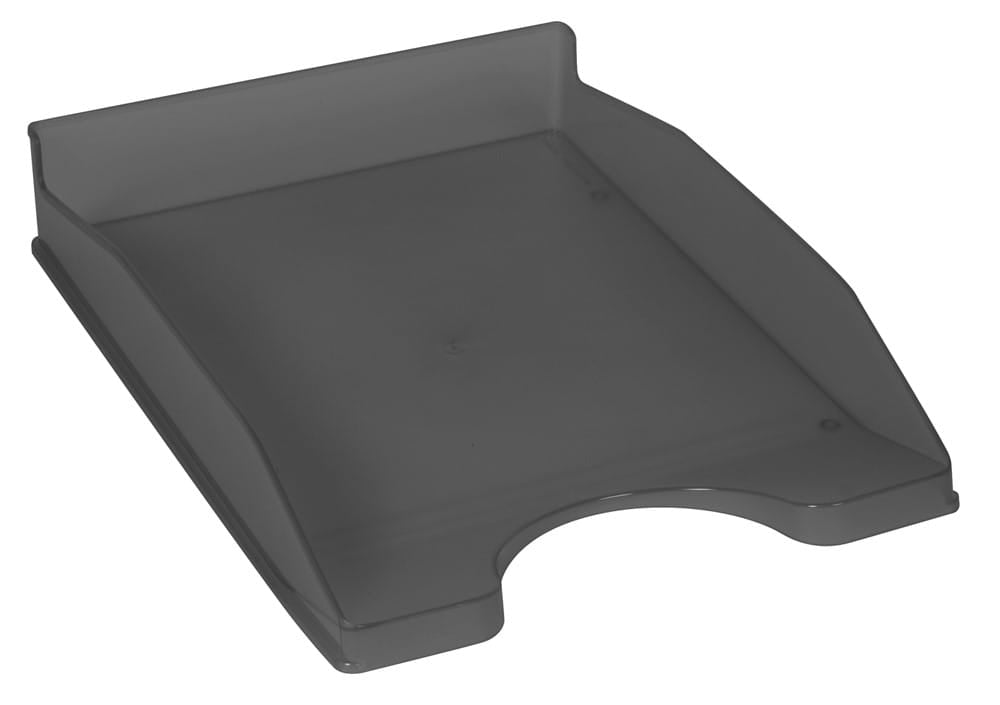 Q-CONNECT Briefkorb – mit Griffausschnitt, mit Beschriftungsfeld, glänzend, grau, B 255 × H 60 × T 345 mm