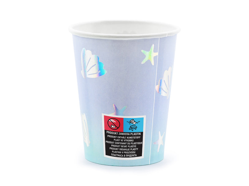 PartyDeco Becher, Papier/Karton – 2,2 dl, Hellblau – 6 Stk.