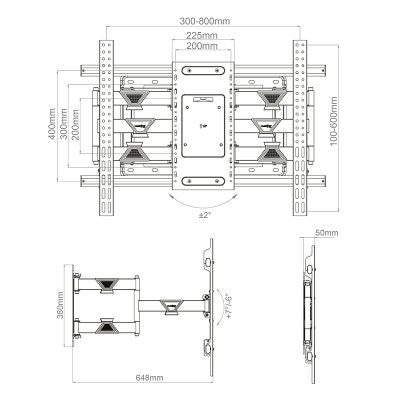 Hagor Wandhalterung – Vollbeweglich – 55–75" – VESA 200×200–800×600 – bis 80 kg – BrackIT XL HD II