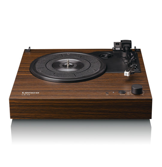 Lenco LS-15WD – Plattenspieler (Riemenantrieb), Bluetooth, Phono-Vorverstärker, 33⅓/45 – Braun