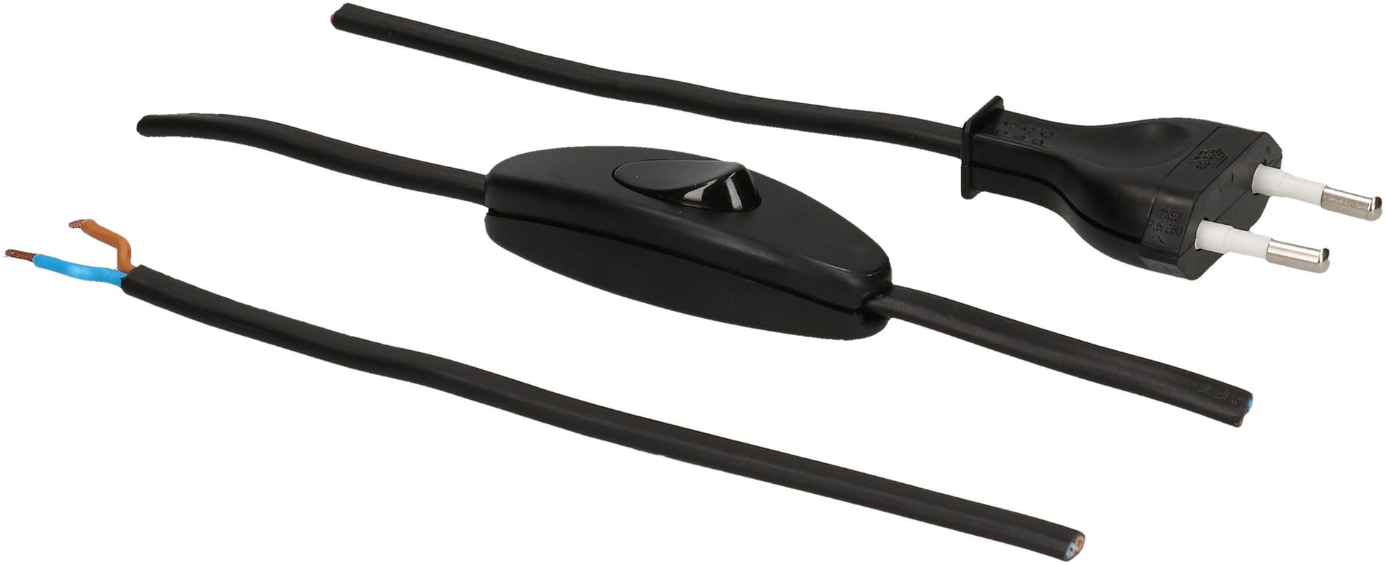Max Hauri AG Max Hauri Netzkabel – offen–T26, 2 m, H03VVH2-F, 2×0,75 mm², Schwarz