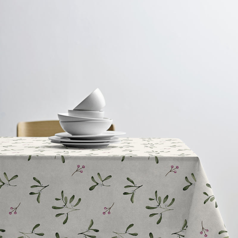 Södahl Tischdecke – 140×350 cm, Baumwolle, Natur, Mistletoe, OEKO-TEX