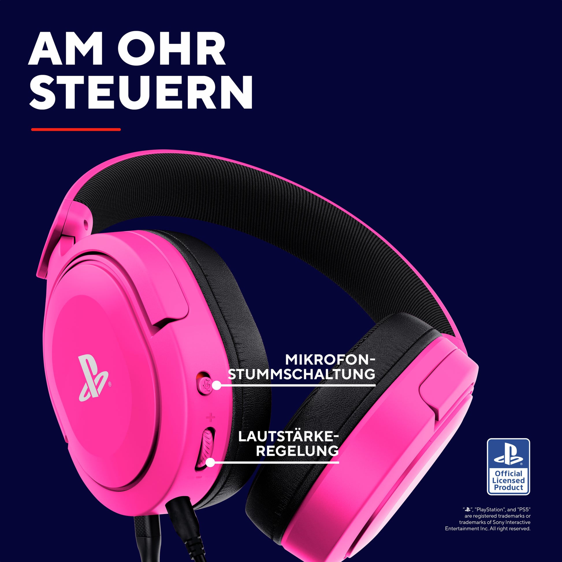 Trust GXT 498P Forta Gaming-Headset – Over-Ear, Stereo, Kabelgebunden, 3,5 mm Klinke, Rosa