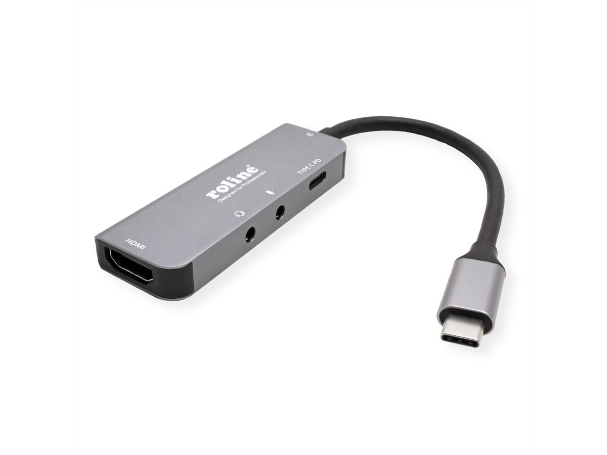 ROLINE Dockingstation – USB-C, 1× HDMI, 3,5 mm Audio, 100 W PD, für Windows/Mac