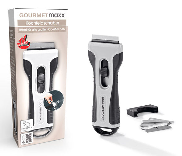 Gourmetmaxx Schaber 12442 – auswechselbare Klinge – 13,2 × 5,1 × 2,2 cm – grau – Stahl/Kunststoff
