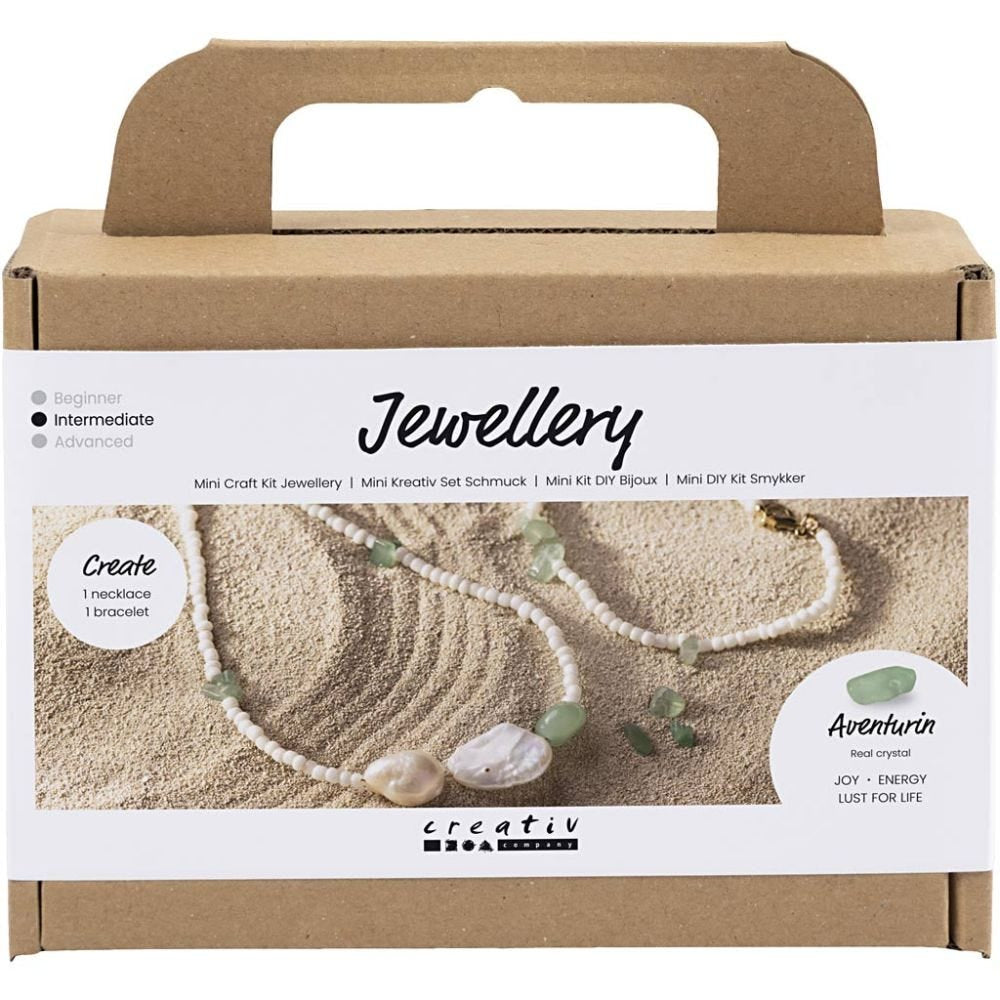 Creativ Company Schmuck-Bastelset – mit Kristallen – Grün/Weiss – ab 10 Jahren