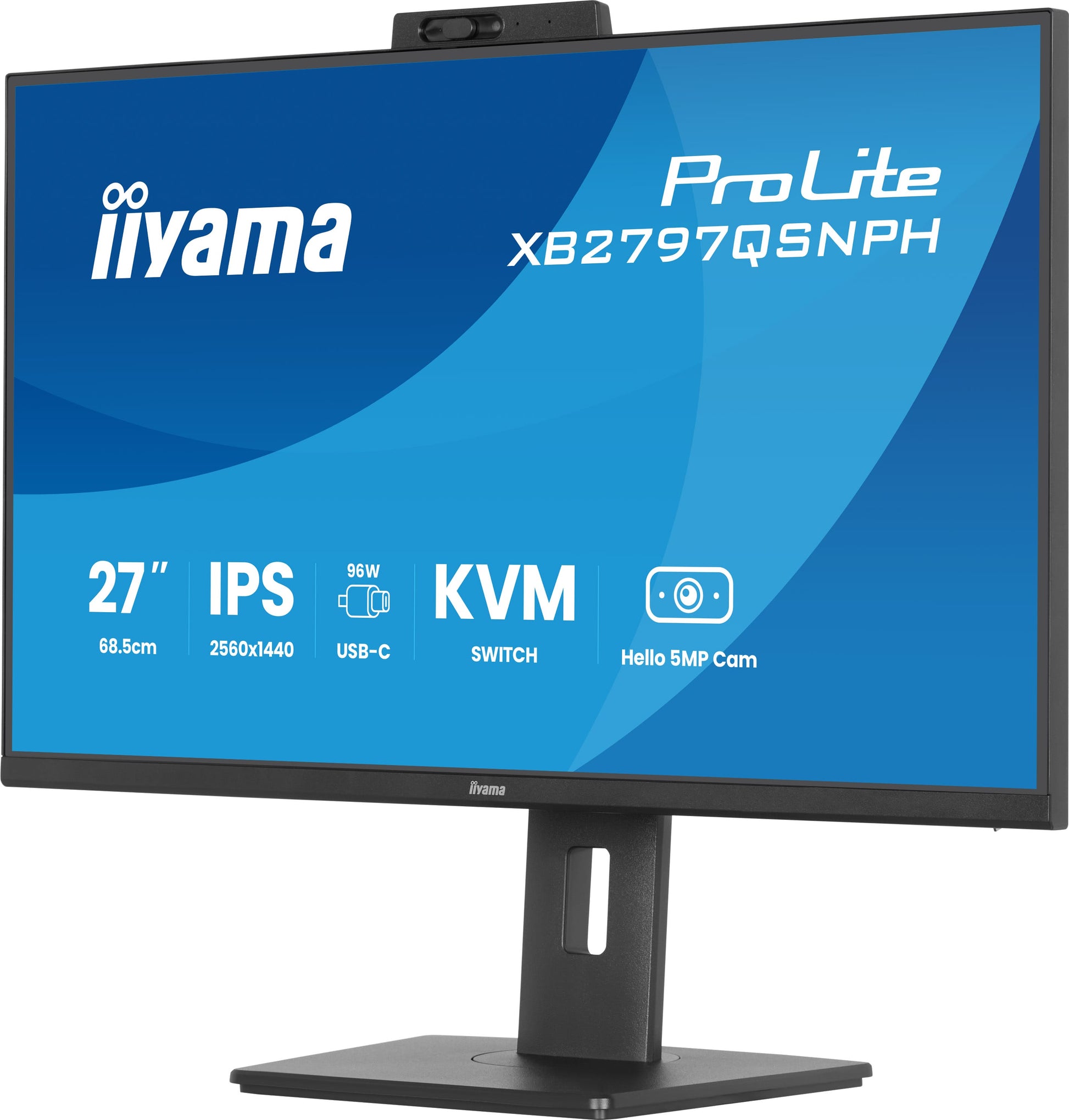 iiyama XB2797QSNPH-B1 – 27", 2560 × 1440 (WQHD), IPS, USB-C 96 W, Webcam, KVM, LAN