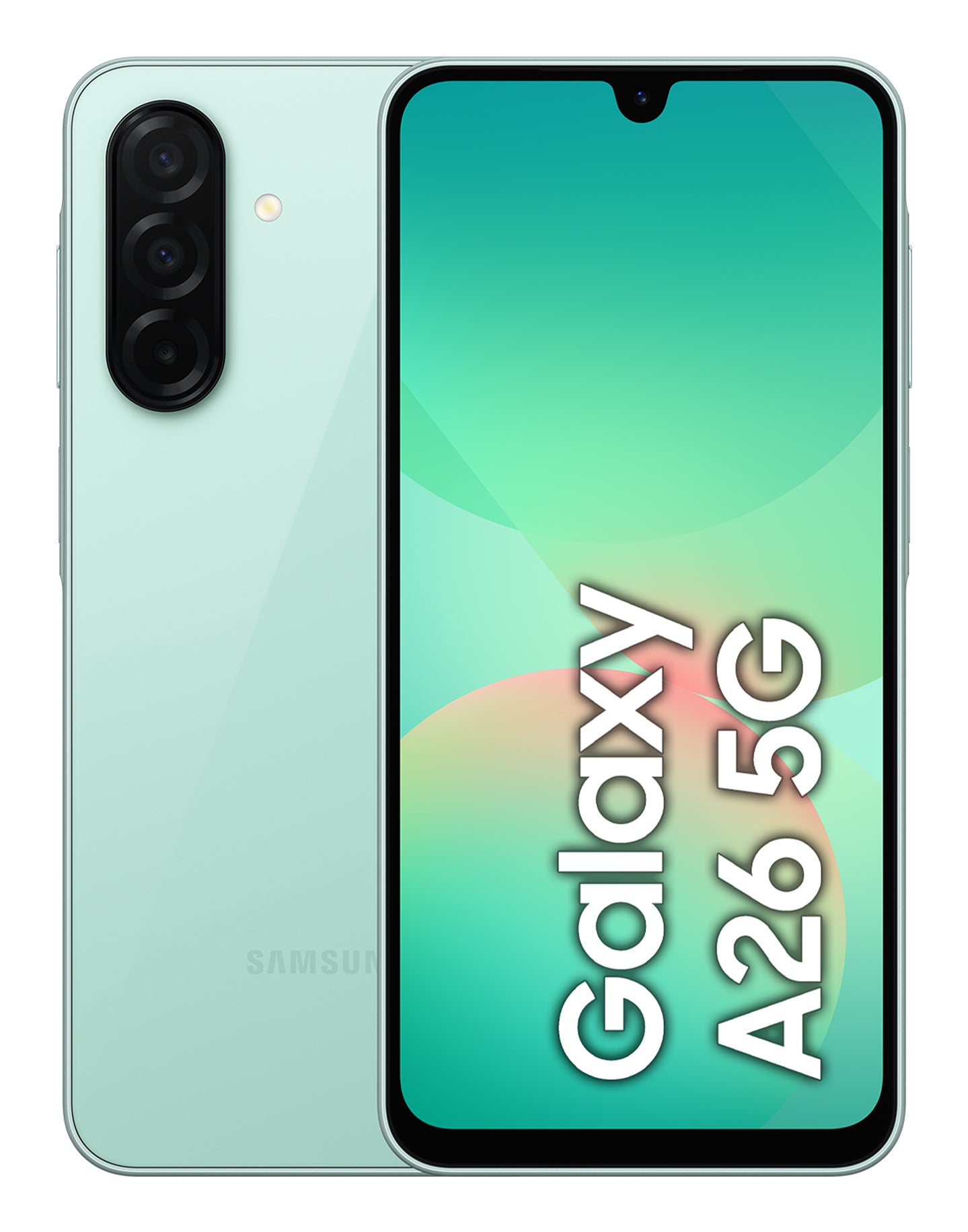 Samsung Galaxy A26 – Mint, 6,7", 1080 × 2340, Android 15, 128 GB, 6 GB, Hybride Dual-SIM, 5G, IP67