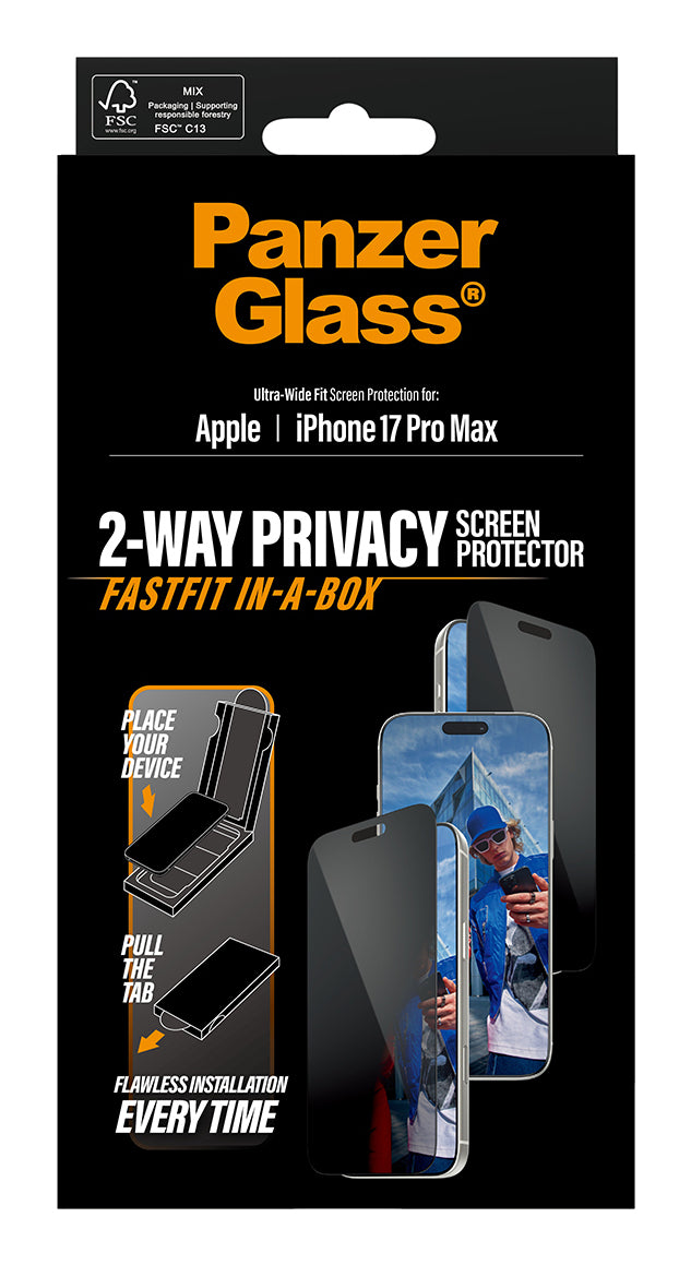 PanzerGlass Displayschutzfolie Privacy – für Apple iPhone 17 Pro Max – kratzfest