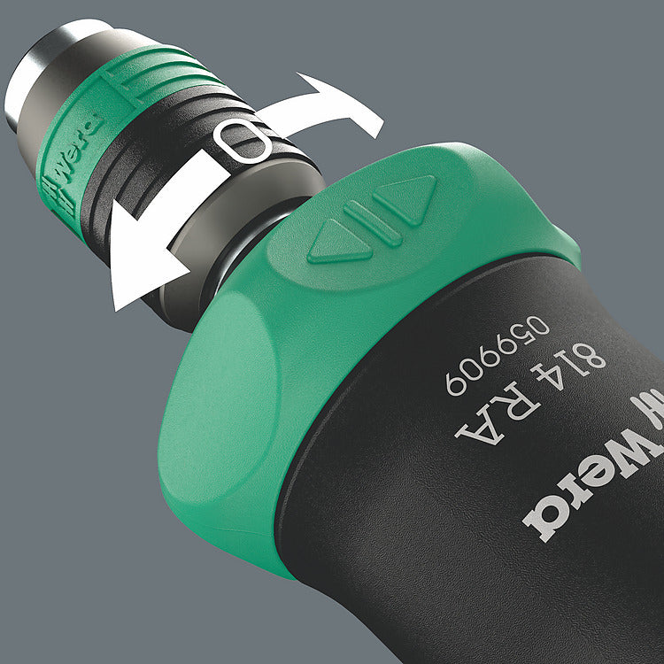 Wera Kraftform Kompakt Pistol RA-R 1 – 7-teilig, Multi-Bit-Schraubendreher