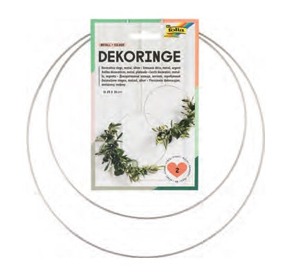 Folia Deko-Ring – silber – Ø 250 + 300 mm, 2 Stück