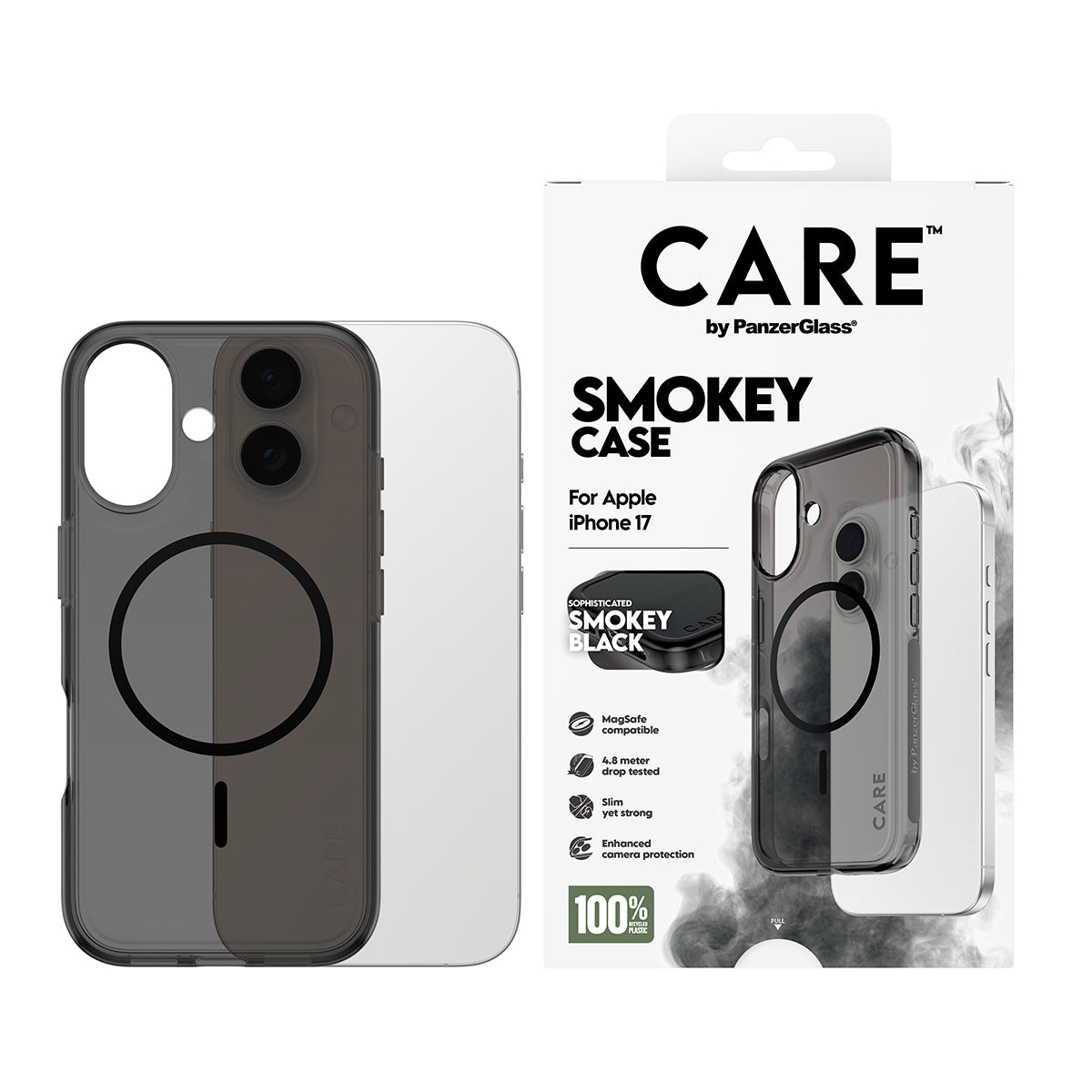 PanzerGlass Backcover CARE Flagship – für Apple iPhone 17 – semitransparent – TPU – MagSafe-kompatibel