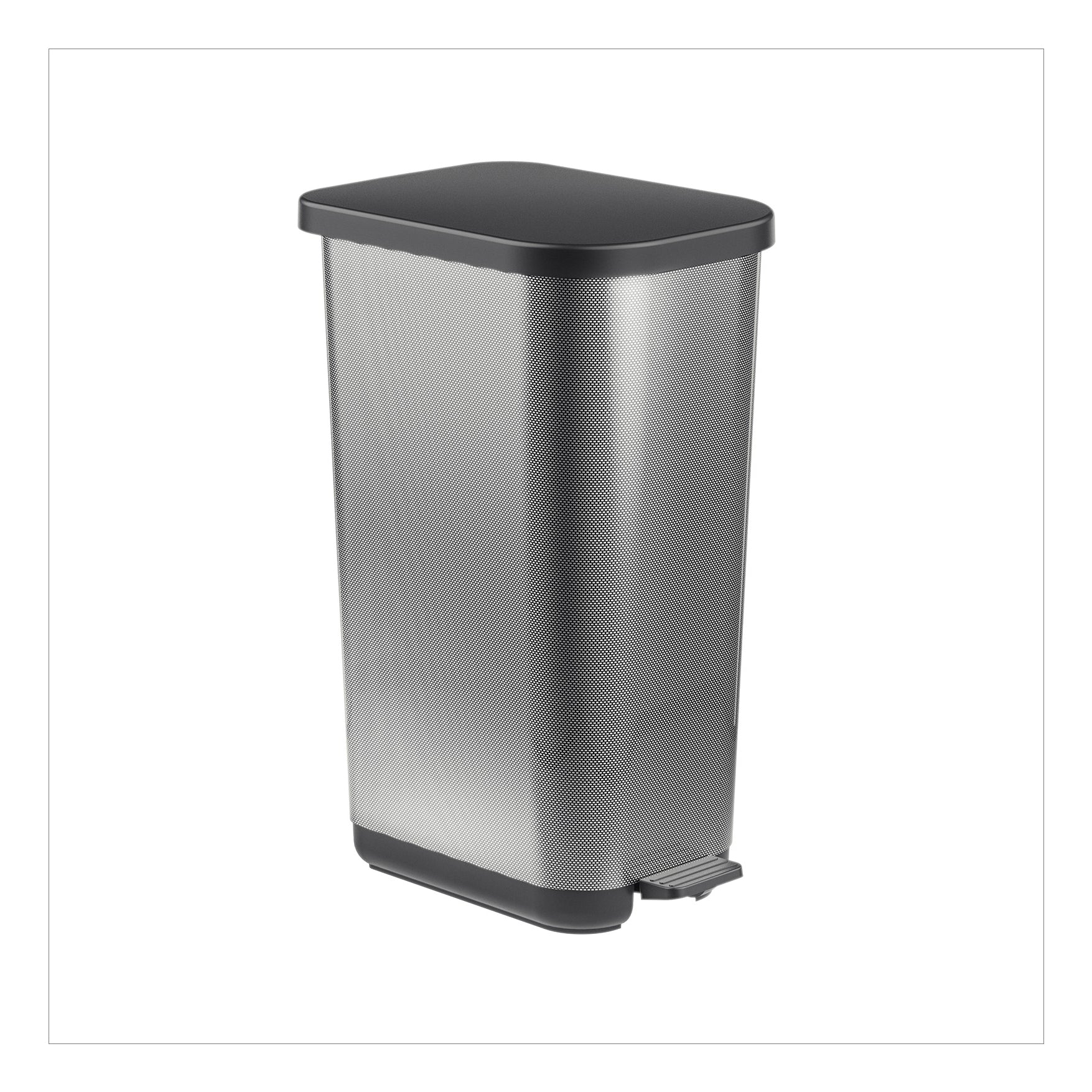 Rotho Treteimer – 55 l – Recycling-Kunststoff, rechteckig – silber – Anti-Rutsch, BPA-frei