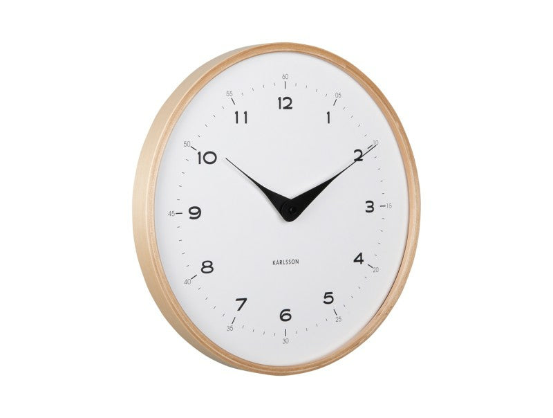 Karlsson Osado Dome Wanduhr – Analog, Lautlos, Ø 30 cm, Weiss, Holz