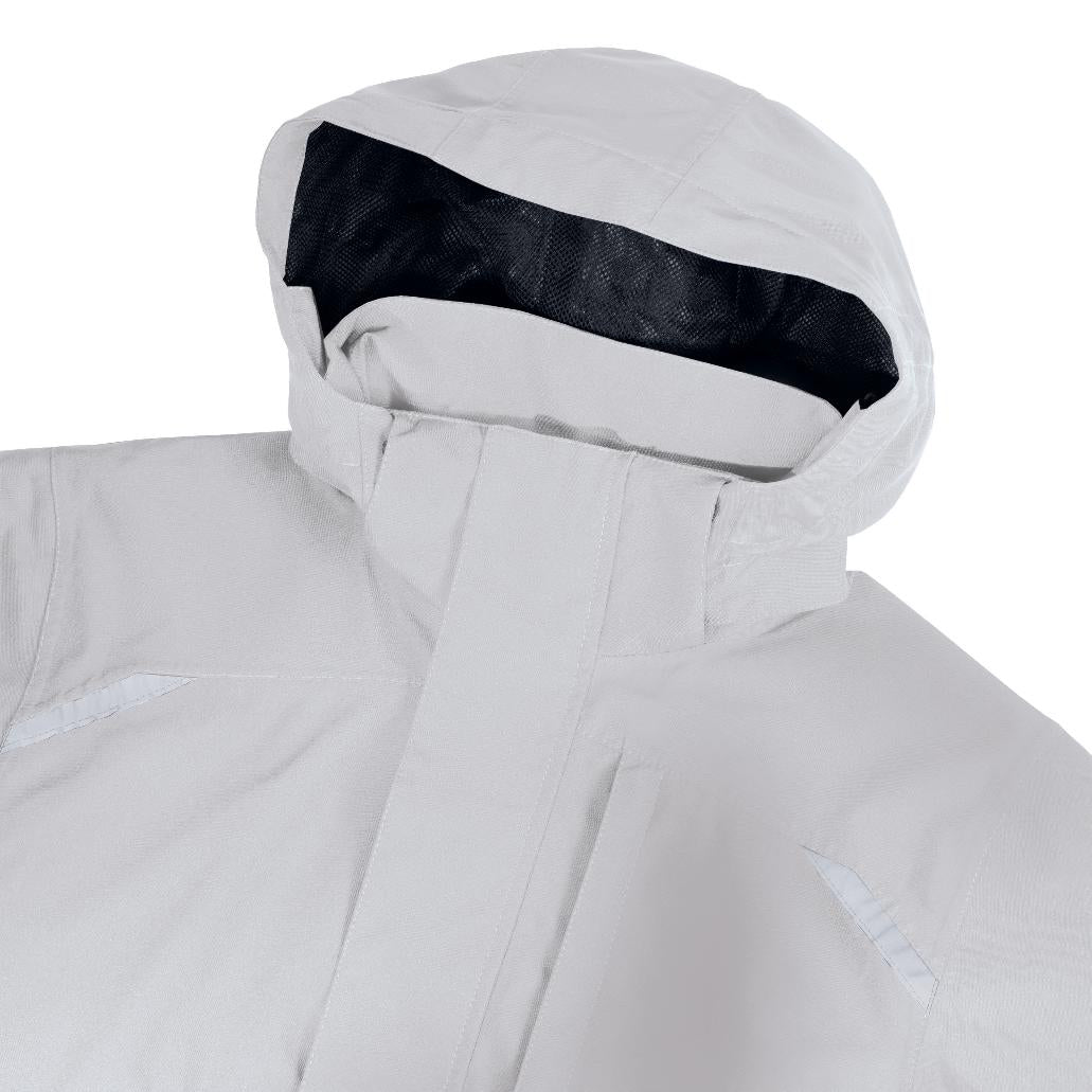 Uvex Wetterjacke suXXeed – 5XL – Weiss/Schwarz, Polyester, Wasserfest, 8'000 mm, einrollbare Kapuze