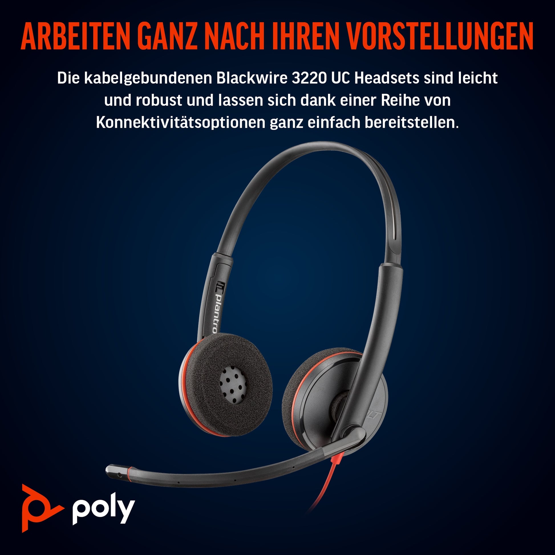 Poly Blackwire C3220 Office-Headset – On-Ear, Stereo, Kabel, USB-C, Schwarz