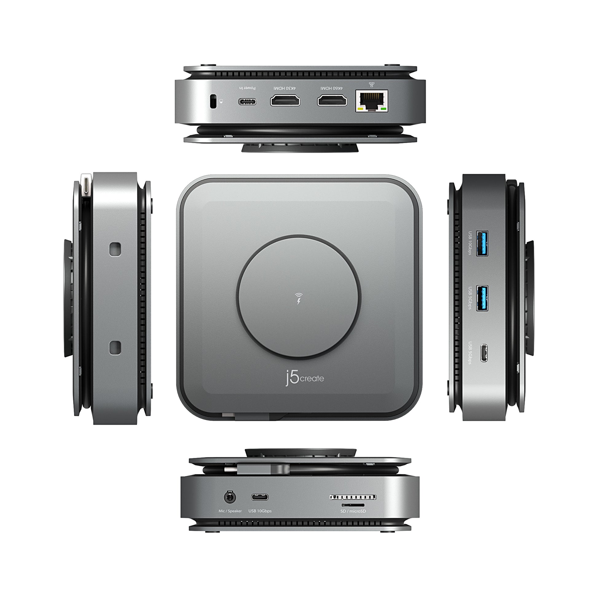 j5create JCD3199-N Dockingstation – USB-C, 2× HDMI, 2× USB-A, 3× USB-C, 140 W PD, GbE, für Windows/Mac/Android
