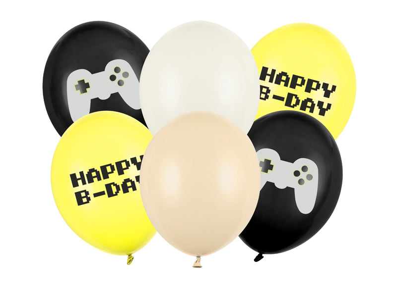 PartyDeco Gaming Luftballons – mehrfarbig – Ø 30 cm – Latex – 6 Stk