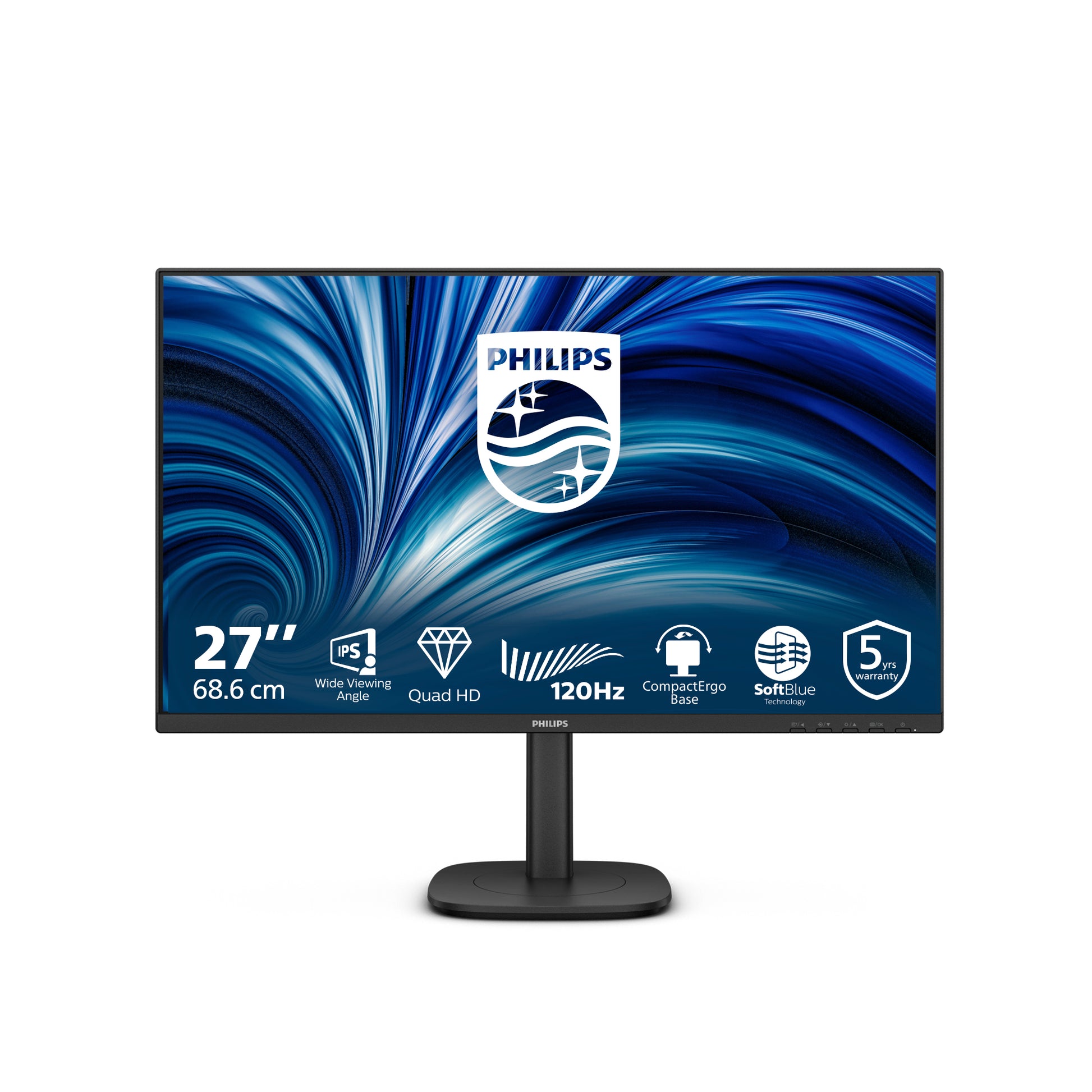Philips 27B2N3500J/000 – Monitor, 27", 350 cd/m², höhenverstellbar, USB-Hub, integrierte Lautsprecher, schwarz