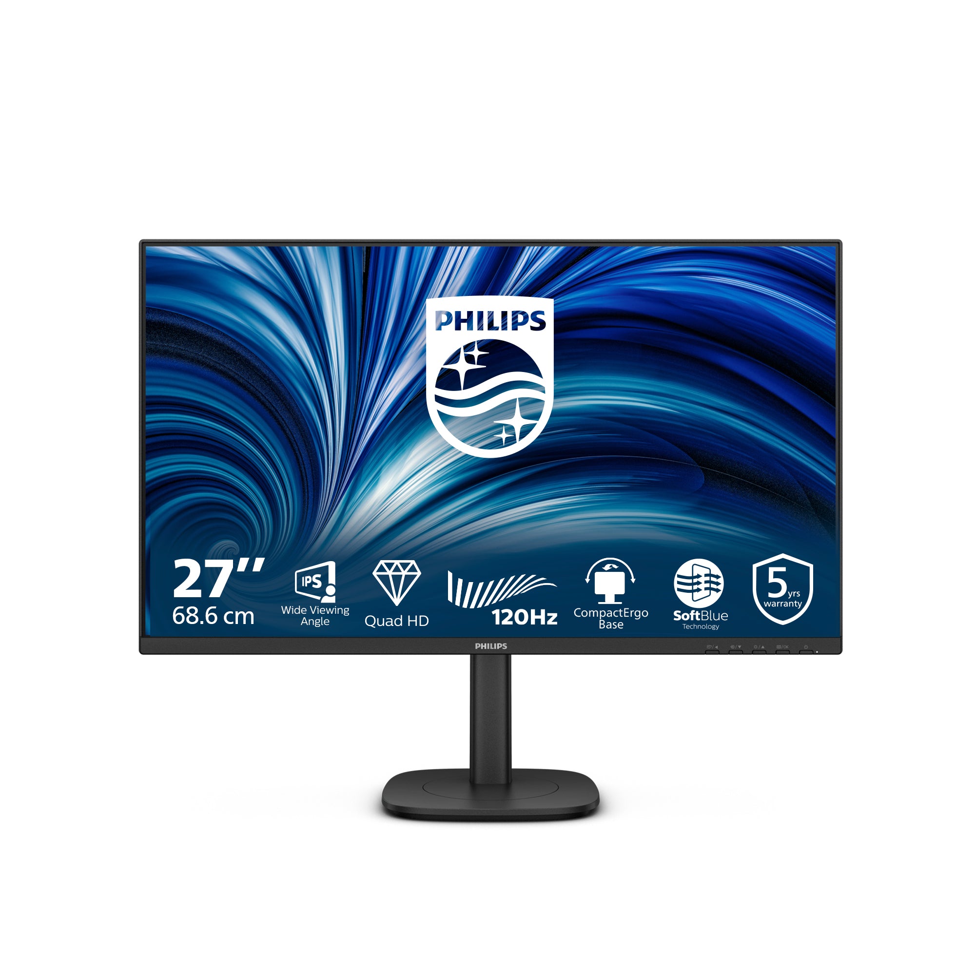 Philips 27B2N3500J/000 – Monitor, 27", 350 cd/m², höhenverstellbar, USB-Hub, integrierte Lautsprecher, schwarz