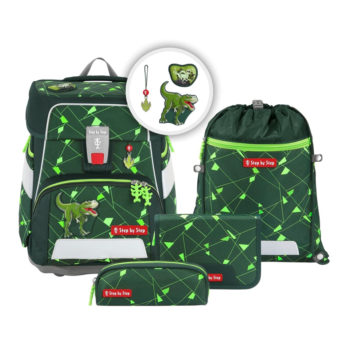 Step by Step Schulrucksack-Set Shine – 5-teilig – Dino Night Tyro