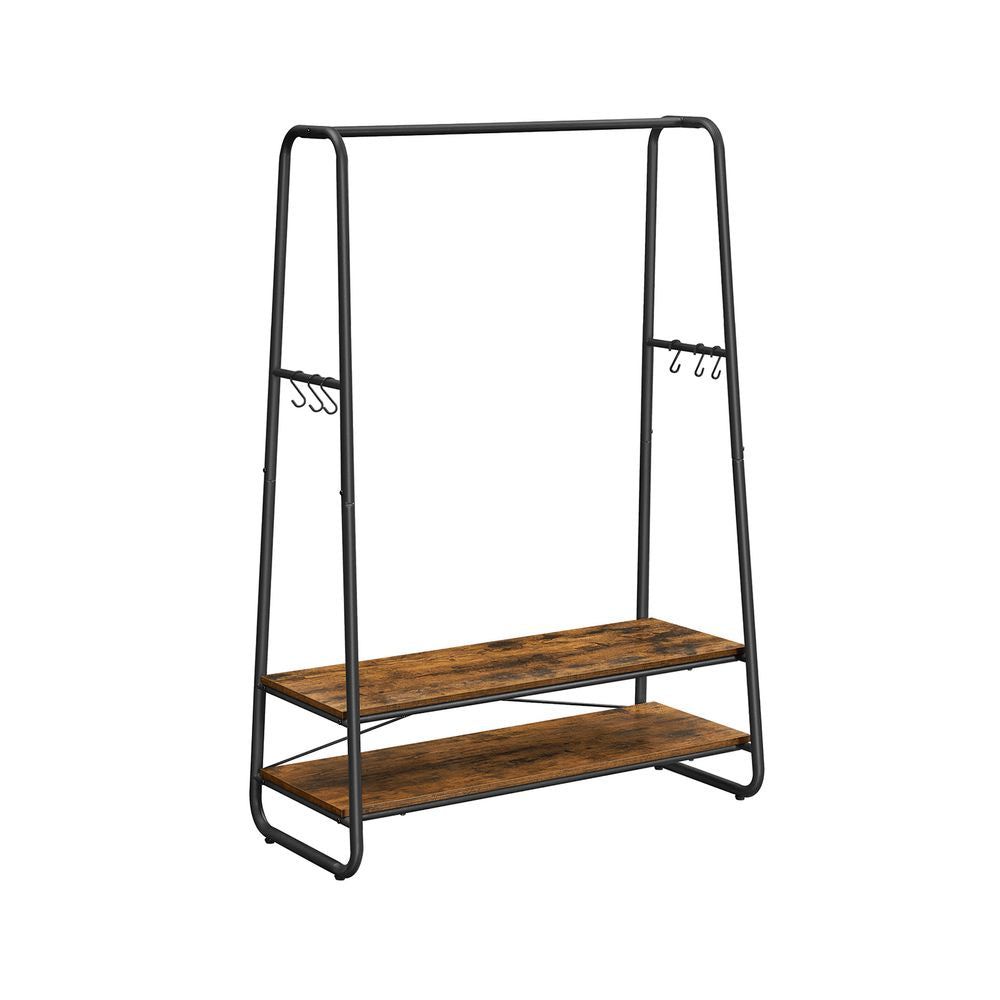 Vasagle Garderobenständer – 6 Haken, Stahl/Spanplatte, Schwarz/Braun, 100 × 45 × 160 cm