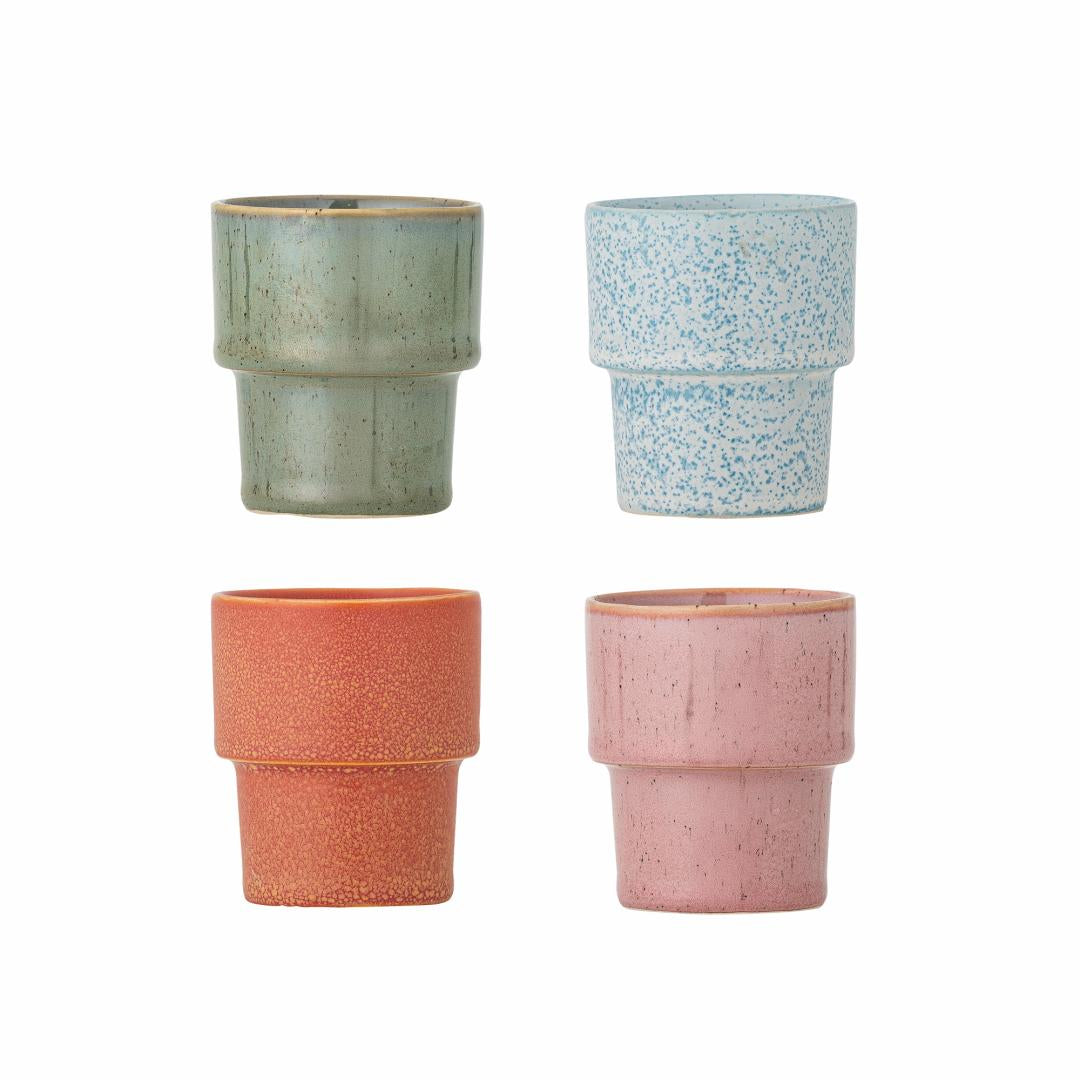 Bloomingville Espressotassen – 4er Set, 75 ml, Ø 6 cm, Steingut, spülmaschinenfest