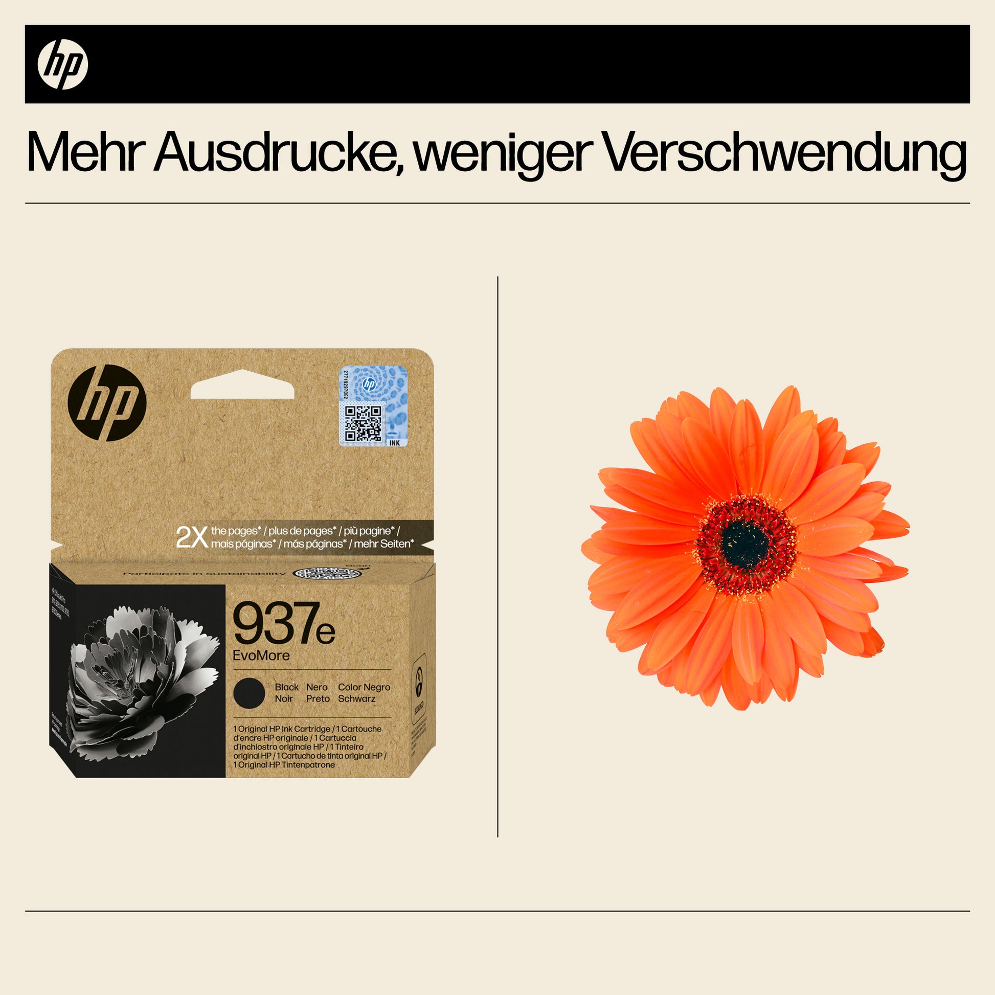 HP 937e EvoMoreXL Schwarz Tintenpatrone (Original) – 2'500 Seiten – für 937e