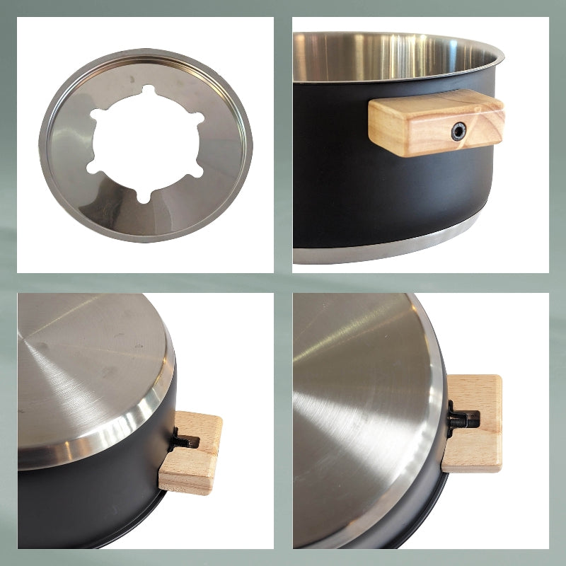 Kela Fondue-Set – Ø 20 cm, Edelstahl, für Fondue Bourguignonne, Glaskeramik, Schwarz, 6 Personen, 16 Teile