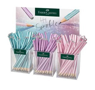 Faber-Castell Grip Sparkle Cosmic Bleistift, Dreikant, Mine Ø 2 mm, farbig sortiert – 3er-Set
