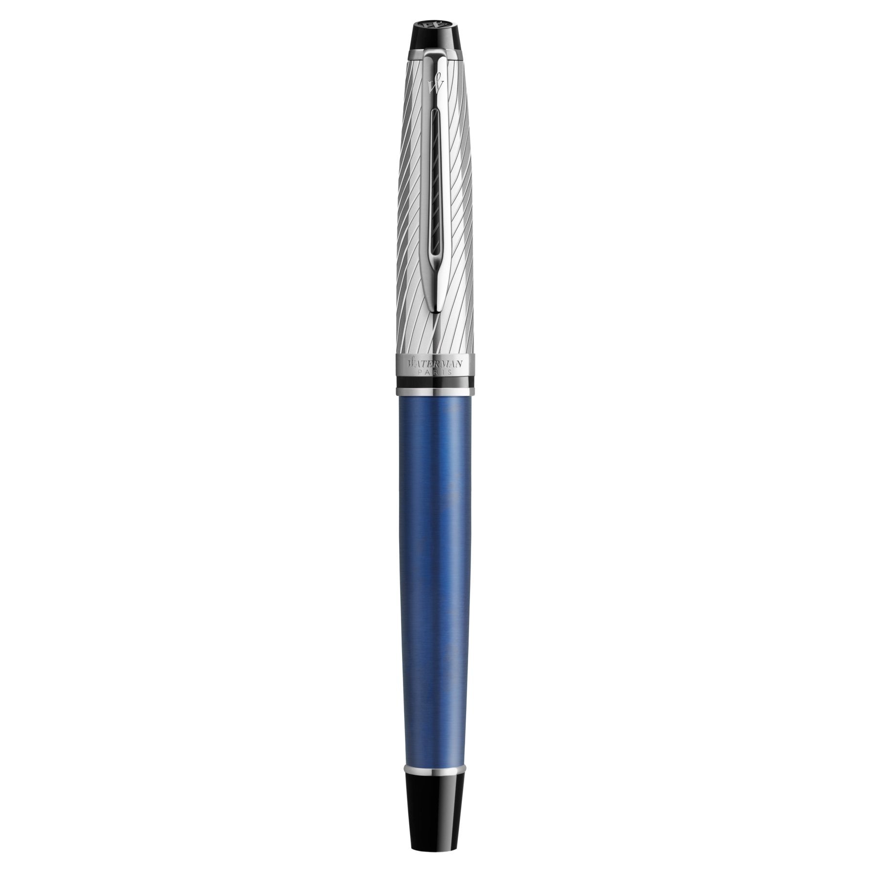 Waterman Expert Deluxe Palladium – Federspitze F – Metallic Blau