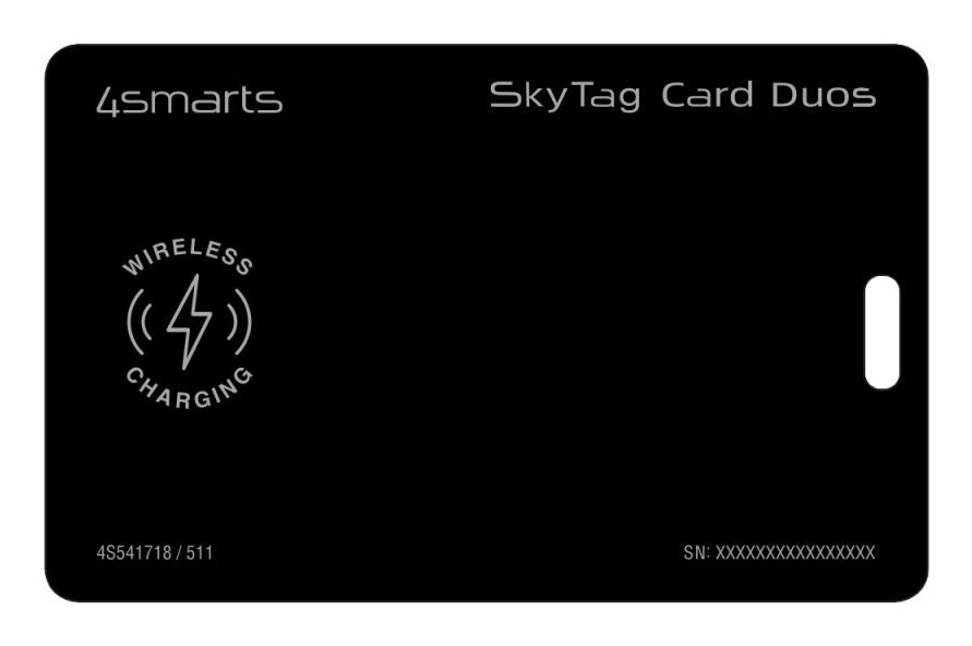 4smarts Kartenspot SkyTag Card Duos ReCharge – für Apple Find My-App, 85,6 × 54 × 2 mm, schwarz, ABS/PC, 10 g