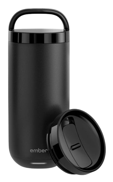 Ember Reisebecher – 473 ml, Ø 8,3 cm, H 16,5 cm, Edelstahl, Schwarz, mit Heizfunktion, auslaufsicher