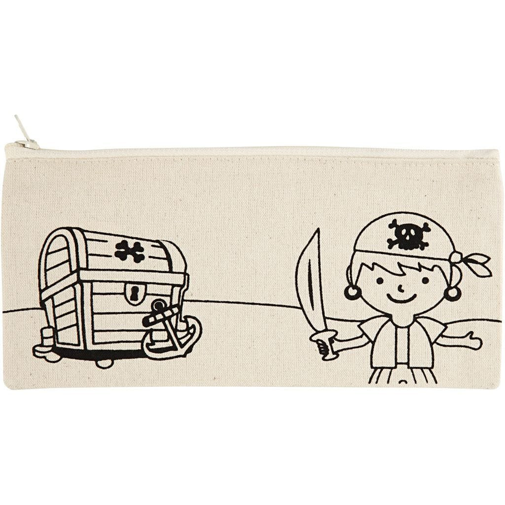 Creativ Company Schlamperetui, Pirat, Beige, Baumwolle, 21 × 9 × 0,5 cm