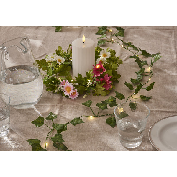 Star Trading Dekolicht Kranz Summer – Starterset, Ø 30 × 9 cm, 0,24 W, Warmweiss, Batteriebetrieb, 15 LEDs