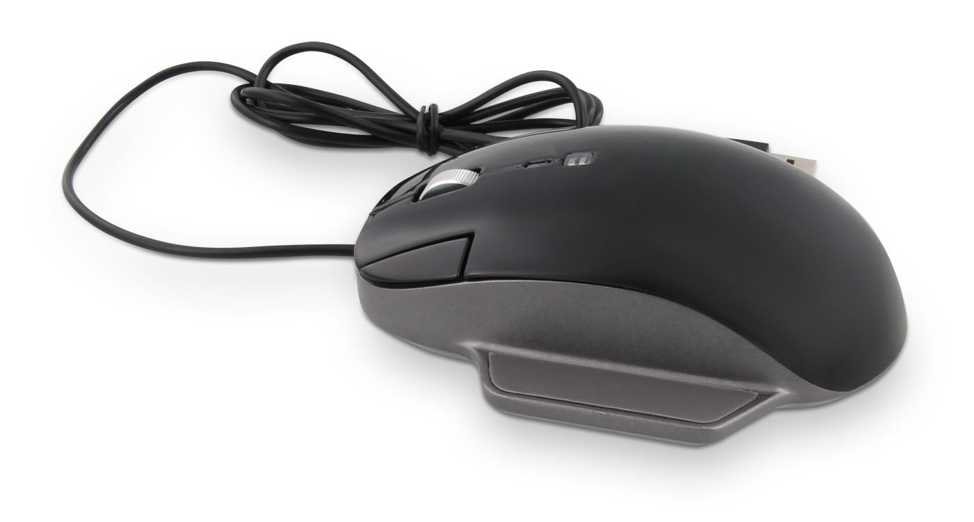 LMP Elite Pro Alu Design Maus – kabelgebunden, USB-C, für Rechtshänder, umschaltbare DPI, schwarz/grau